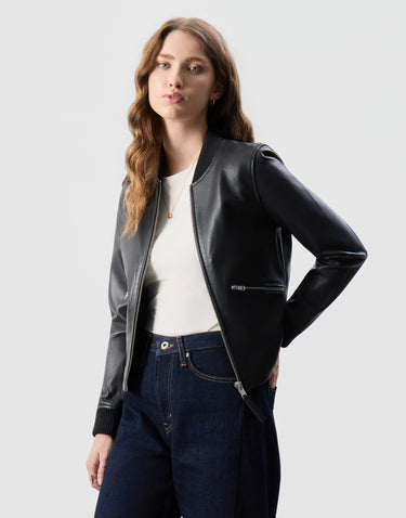 Real Leather Darcie Bomber Jacket