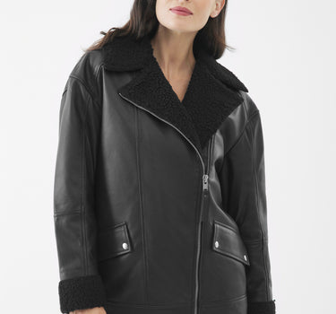 Real Leather Eden Shearling Jacket | Black