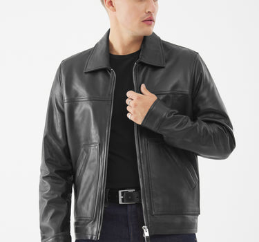Real Leather Elias Worker Jacket | Black