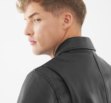 Real Leather Elias Worker Jacket | Black