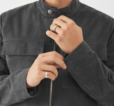 Real Suede Marco Racer Jacket | Asphalt
