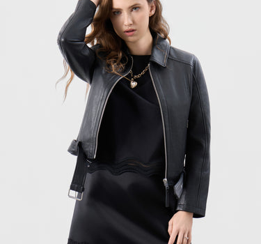 Real Leather Faye Belted Zip Through