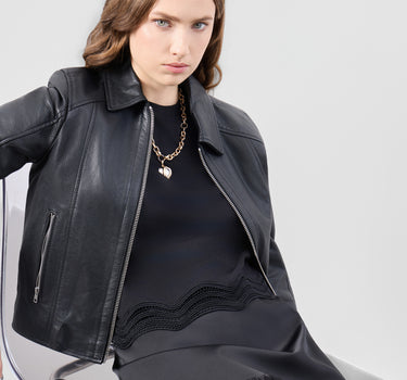 Real Leather Faye Belted Zip Through