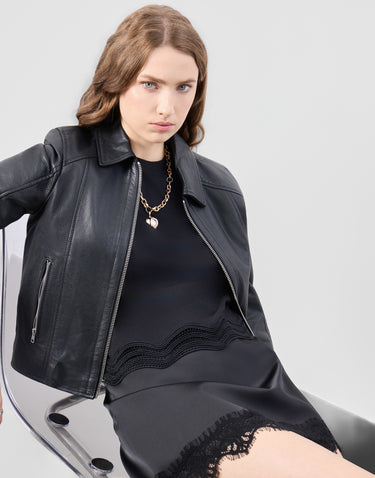 Real Leather Faye Belted Jacket