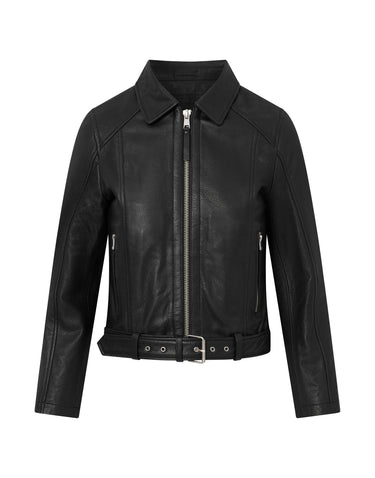 Real Leather Faye Belted Jacket