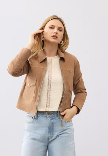 Freya Suede Trucker Jacket