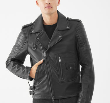 Real Leather Hoxton Biker Jacket | Black