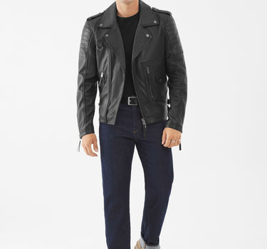 Real Leather Hoxton Biker Jacket | Black