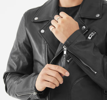 Real Leather Jacob Biker Jacket | Black
