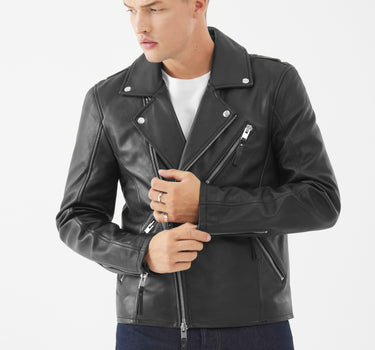 Real Leather Jake Biker Jacket | Black
