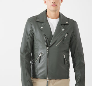 Real Leather Jake Biker Jacket | Smokey Olive