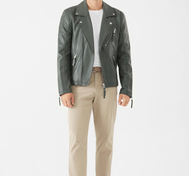 Real Leather Jake Biker Jacket | Smokey Olive