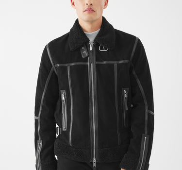 Real Suede Landor Shearling Jacket | Black