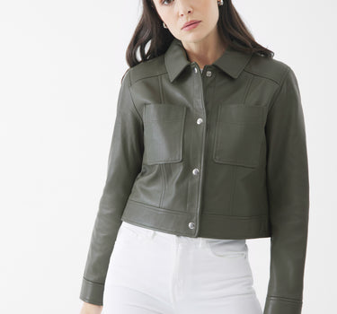 Real Leather Lillian Jacket | Olive Night