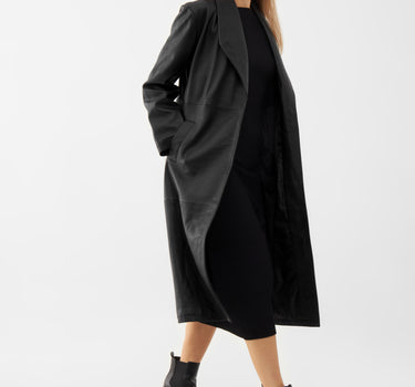 Leather Belted Overcoat