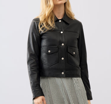 Louisa Leather Trucker Jacket