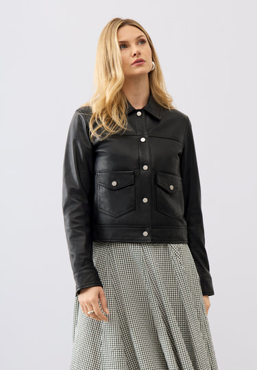Louisa Leather Trucker Jacket