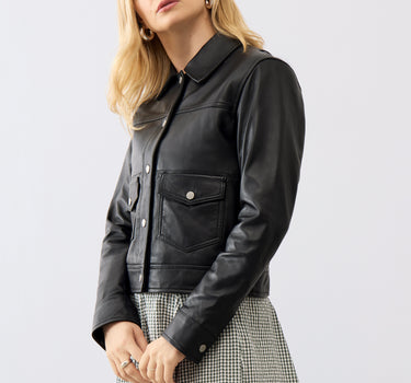 Louisa Leather Trucker Jacket