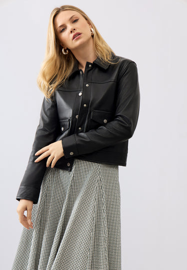 Louisa Leather Trucker Jacket