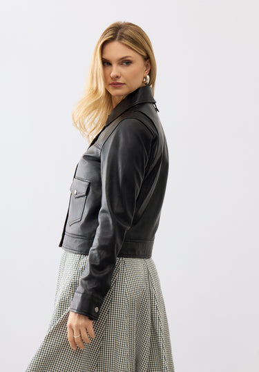 Louisa Leather Trucker Jacket