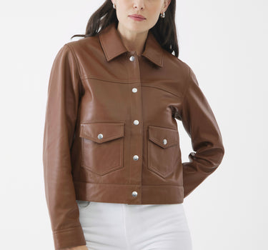 Real Leather Louisa Trucker Jacket | Toffee