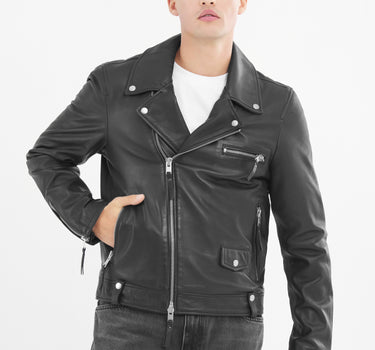 Real Leather Louis Biker Jacket | Black