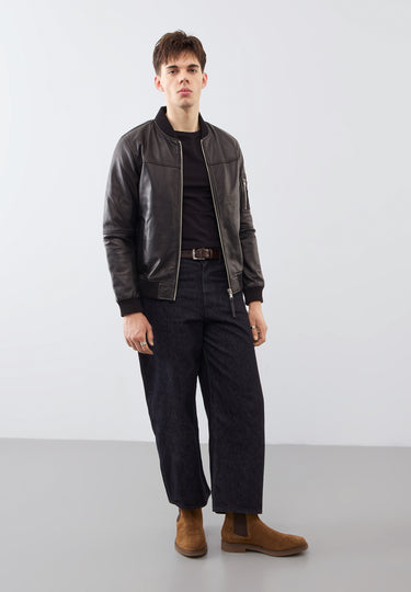 Max Ma1 Leather Bomber Jacket