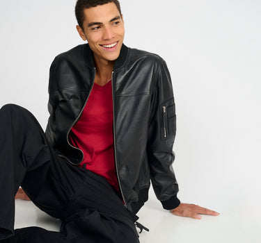 Max Ma1 Leather Bomber Jacket