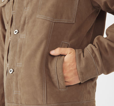 Real Suede Mads Trucker Jacket | Tobacco Brown