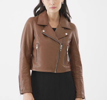 Real Leather Millie Biker Jacket | Toffee