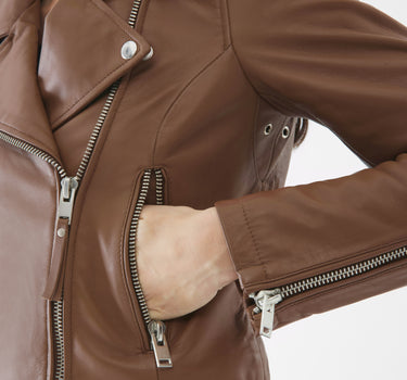 Real Leather Millie Biker Jacket | Toffee