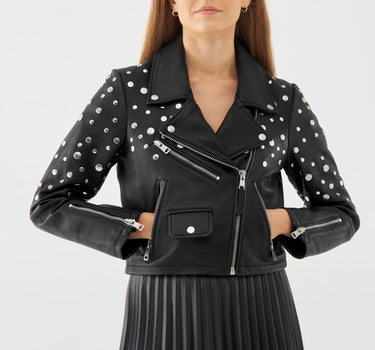 Real Leather Studded Biker Jacket