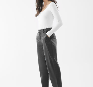Real Leather Piper Barrel Pants | Black