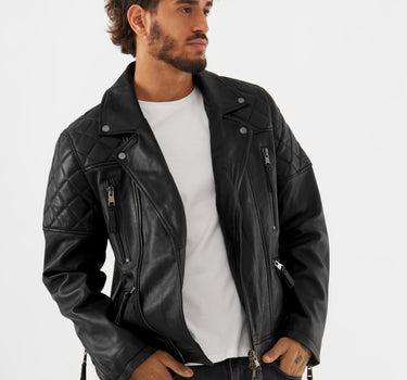Real Leather Quilted Biker Jacket
