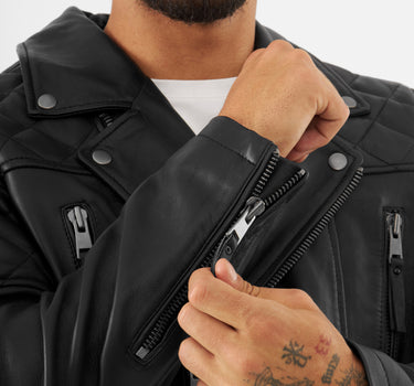 Real Leather Quilted Biker Jacket