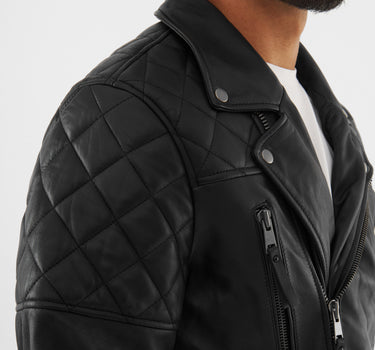 Real Leather Quilted Biker Jacket