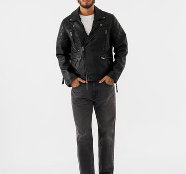 Real Leather Quilted Biker Jacket