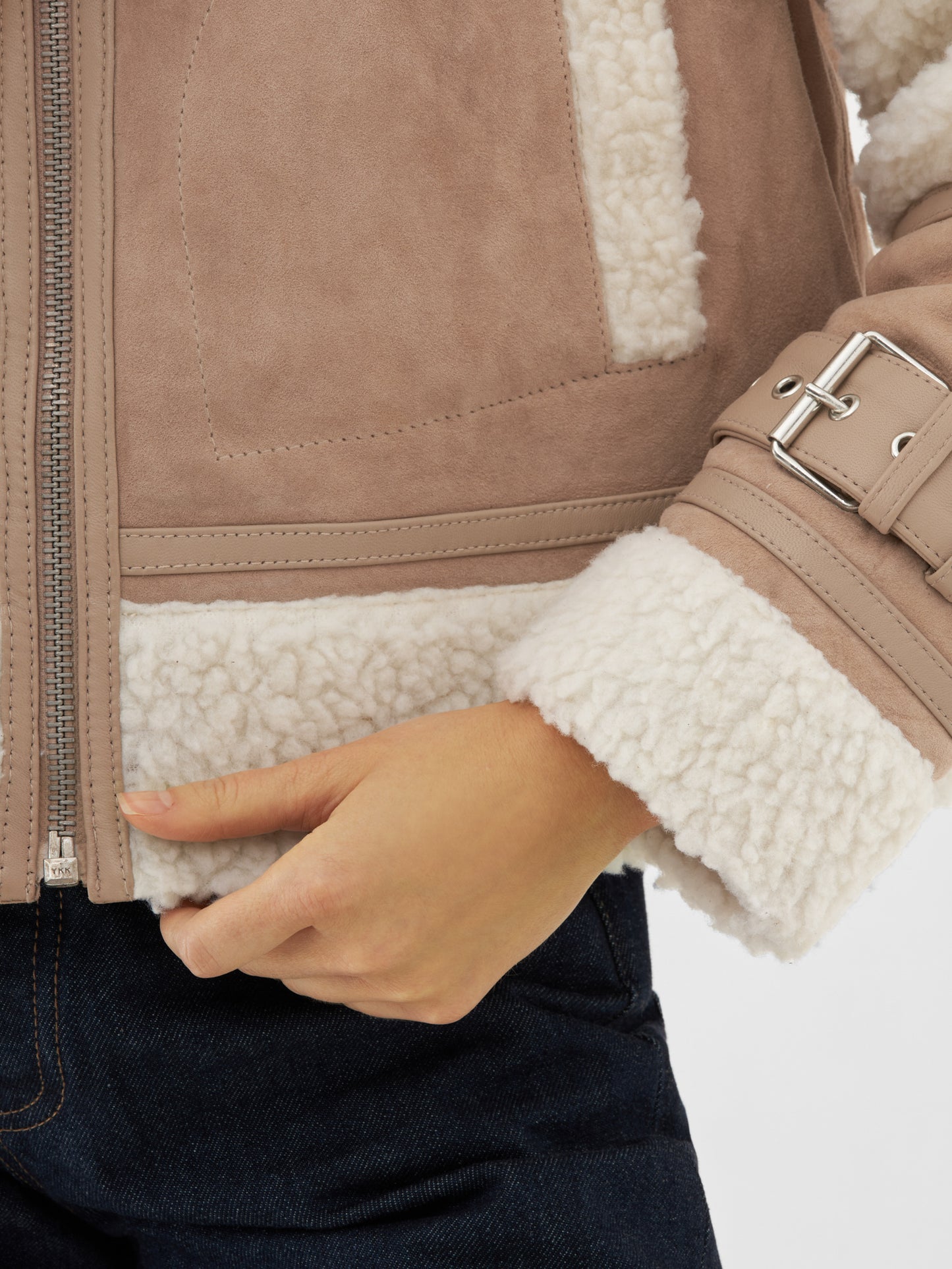 Real Suede Funnel Shearling Jacket