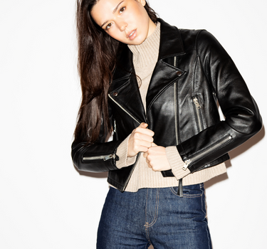 Real Leather Millie Biker Jacket | Black