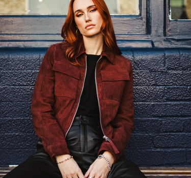 Real Suede Thea Zip Through Jacket | Cappuccino