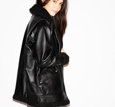 Real Leather Eden Shearling Jacket | Black
