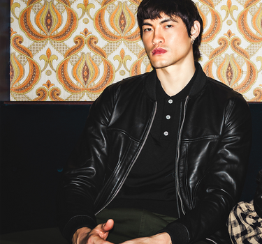 Real Leather Hackney Bomber Jacket | Black