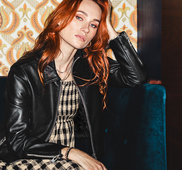 Real Leather Sofia Zip Through Jacket | Black