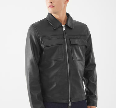 Real Leather Turner Shacket | Black