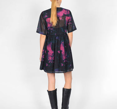 Button Down Printed Mini Dress In Multi