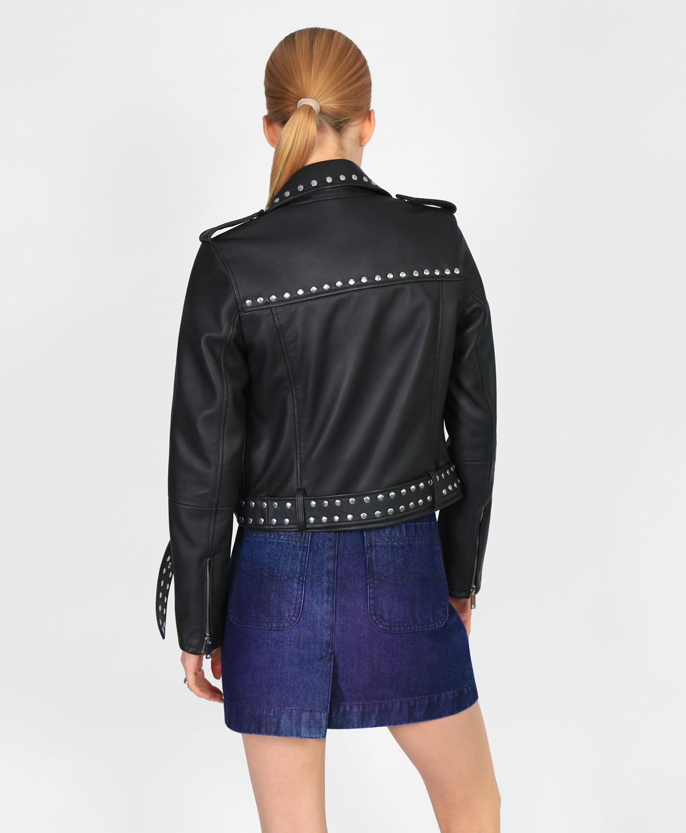 Belted sales biker jacket
