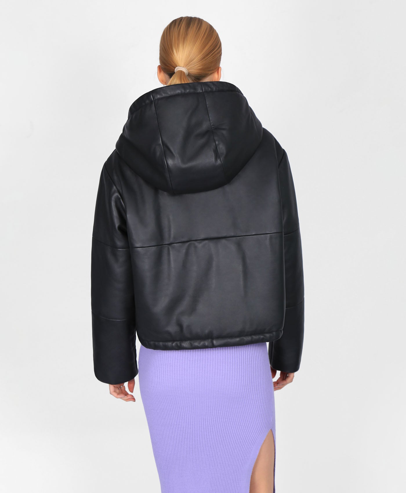 Cropped Leather Puffer