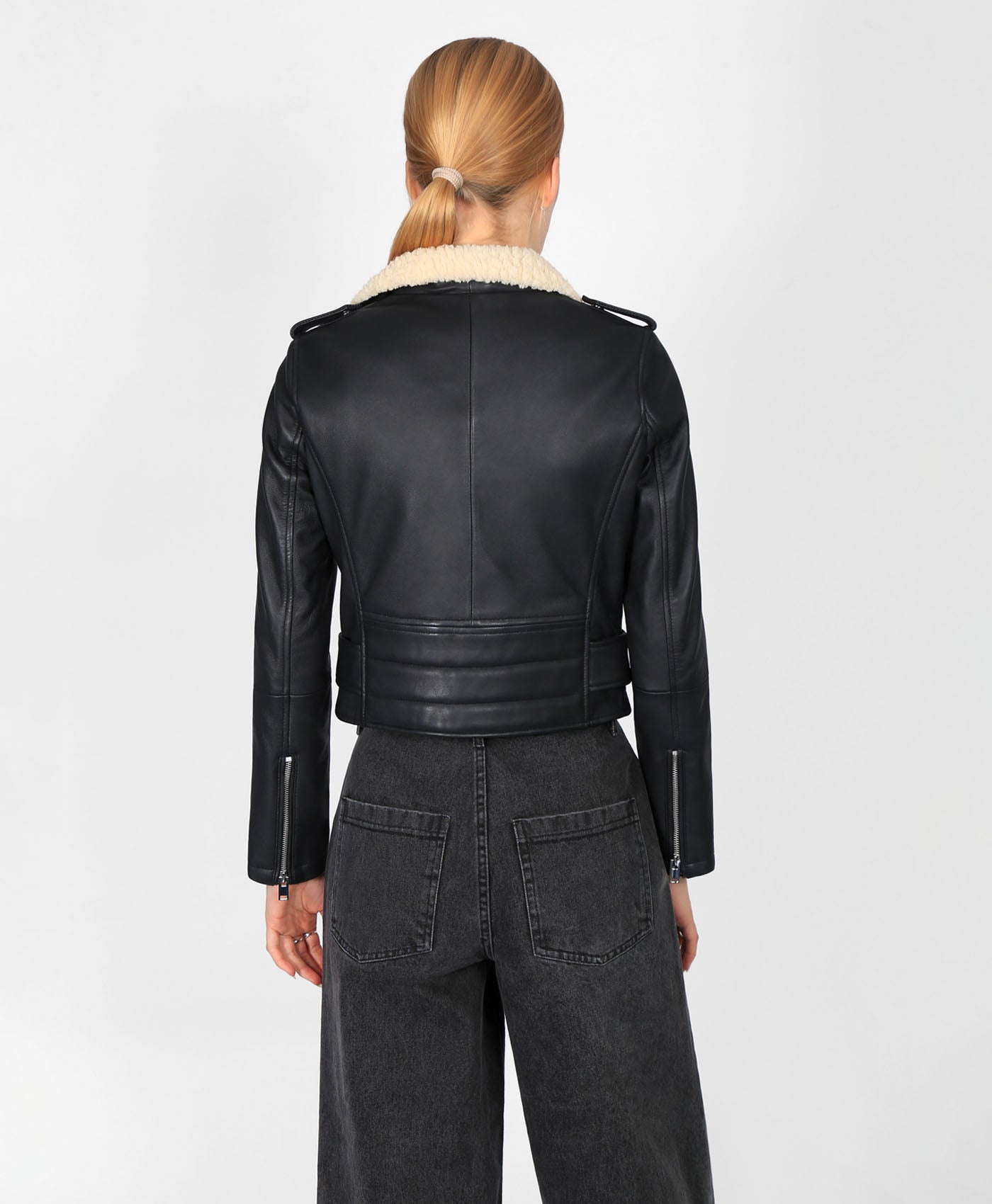 Shearling Cropped Sofia Biker