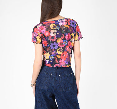 Floral Mesh Crop Top
