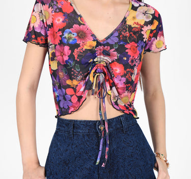 Floral Mesh Crop Top